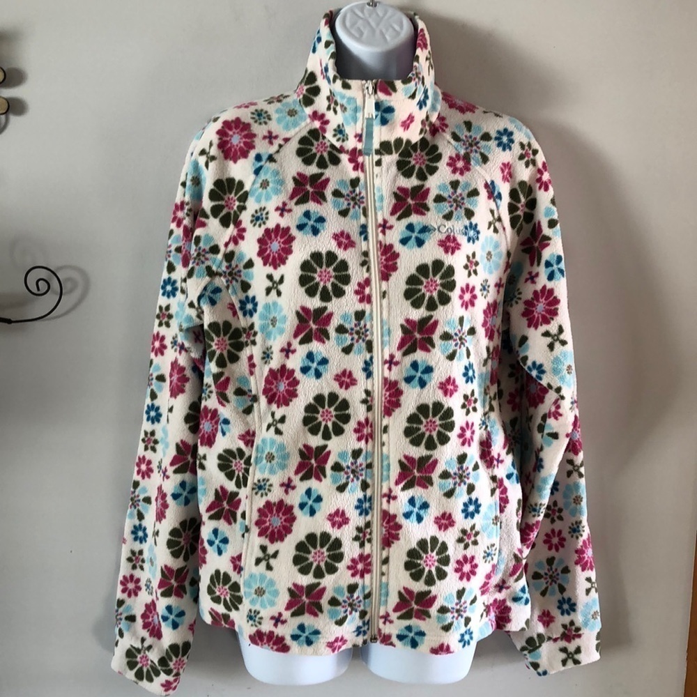 Columbia Size Youth 18/20 = Adult S Coat Sweater Printed Soft Warm Zip Up Jacket